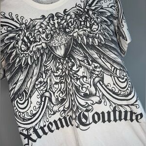 Y2K Xtreme Couture by Randy Couture Eagle Wings White Cotton T-Shirt XS VTG
